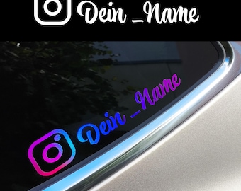 Premium Personalisierter Instagram Name Aufkleber für Autolack, Glas, Geschenke | Social Media | Vinyl Sticker | 4 Schriften Custom Tuning