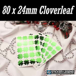 Good Luck Stickers, 4-Leaf Chrome Clover | St. Patrick’s Day, Planner, Journal, Wedding, Decor and Gifts | 80 x 24mm