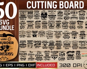50 Cutting Board Bundle SVG, Cutting Board Stencils Bundle Kitchen svg, Bundle Kitchen SVG Kit, Baking SVG, Monogram svg, Cutting Board svg