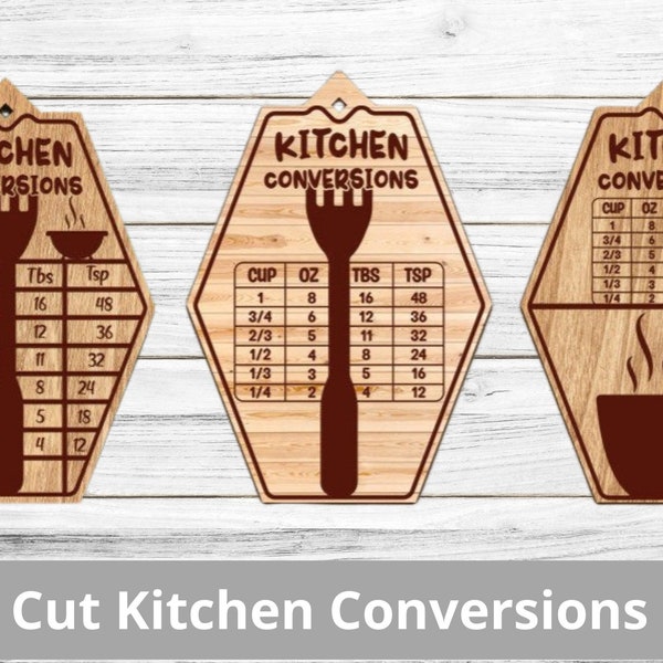 Laser Cut Kitchen Conversions Chart, Kitchen Chart Svg, Kitchen Measurements Svg, Kitchen Measurement Chart , Kitchen Svg, Laser Cut File