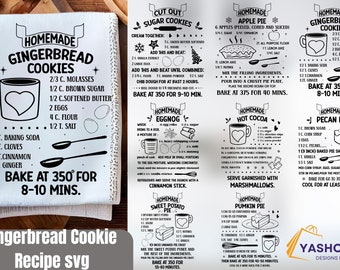 Recipe SVG, Kitchen SVG Bundle, Chocolate Chip Cookie Recipe SVG, Gingerbread cookie svg, cookie recipe svg, Farmhouse Kitchen,hot cocoa svg