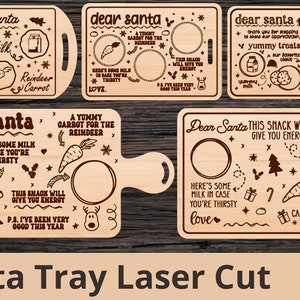Dear Santa Tray SVG Bundle, Treat For Santa Tray Glowforge Laserdatei, Schneidebrett SVG Laser Cut Datei, Weihnachten Digitale Dateien