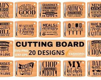 20 Cutting Board Bundle SVG, Bundle Kitchen svg, Bundle Kitchen SVG Kit, Kitchen SVG Design , Laser Cut Files, Cutting Board svg