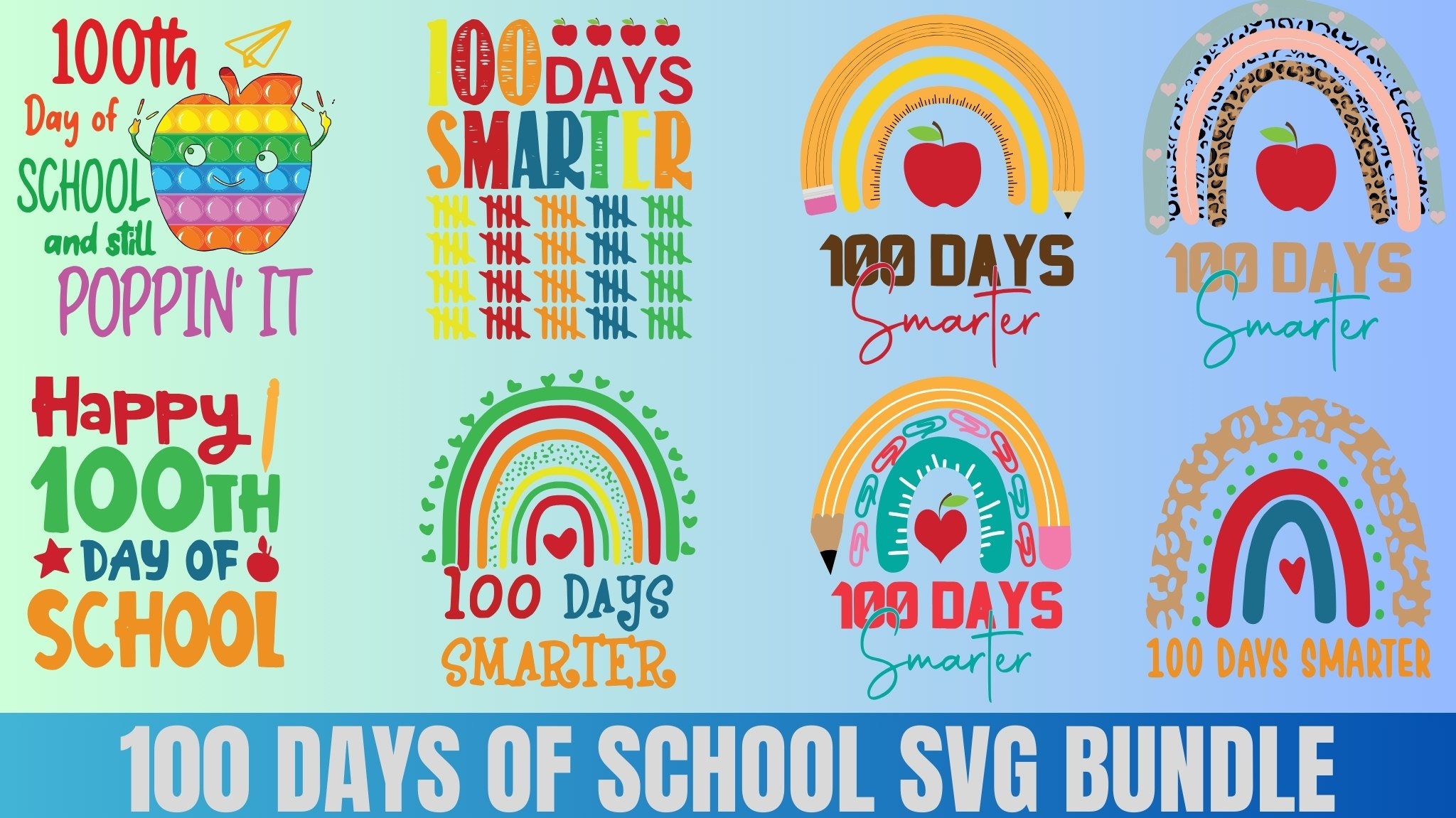 100 Days Smarter PNG , School Kids Cut Files , 100th Day of School ...