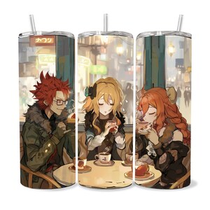 Manga Tumbler Wrap 20oz Skinny Tumbler PNG , Colorful Museum Quality Japanese Style Cute Manga Art Design Tumbler Wraps