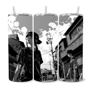 Manga Tumbler Wrap 20oz Skinny Tumbler PNG , Colorful Museum Quality Japanese Style Cute Manga Art Design Tumbler Wraps