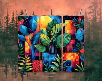 Monstera Indoor Plants Tumbler Wrap 20oz Skinny Tumbler, Colorful Museum Quality, Cacti, Succulents, Flowers Drinkware Wraps .