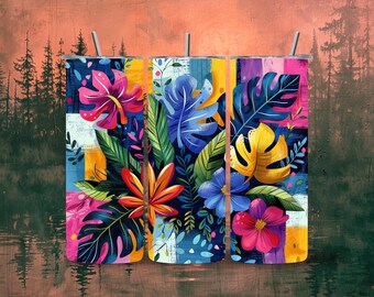 Monstera Indoor Plants Tumbler Wrap 20oz Skinny Tumbler, Colorful Museum Quality, Cacti, Succulents, Flowers Drinkware Wraps .