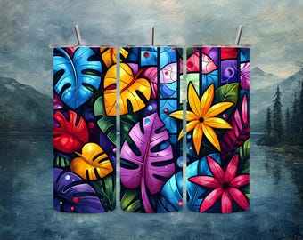 Monstera Indoor Plants Tumbler Wrap 20oz Skinny Tumbler, Colorful Museum Quality, Cacti, Succulents, Flowers Drinkware Wraps .