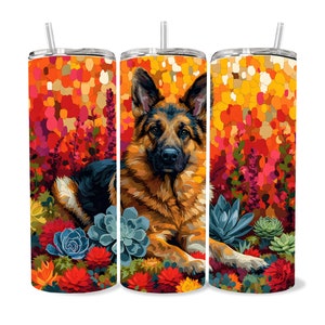 German Shepherd 20oz Tumbler Wrap, High Resolution 300 ppi Colorful and Customizable Museum Quality Art