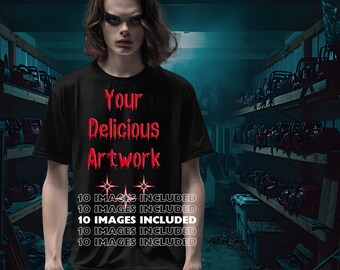 Scary Halloween Black Bella Canvas 3001 T-Shirt Mockup Unisex for Etsy & Amazon + Revolutionary Social Media Mockups Marketing Kit 10 Images