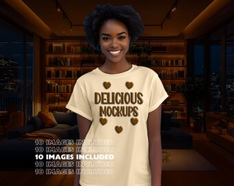 Soft Cream Bella Canvas 3001 T-Shirt Contextual Mockup for Etsy & Amazon + Revolutionary Social Media Marketing Kit - 10 Optimized Images
