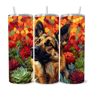 German Shepherd 20oz Tumbler Wrap, High Resolution 300 ppi Colorful and Customizable Museum Quality Art