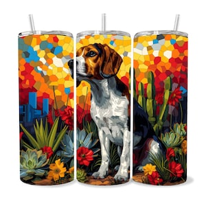 Beagle Dog Pet 20oz Tumbler Wrap, Colorful and Customizable, Beagle Museum Quality Art Cup Wraps