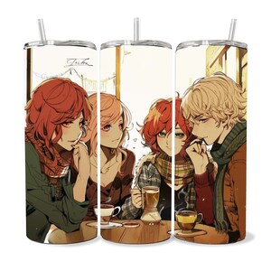 Manga Tumbler Wrap 20oz Skinny Tumbler PNG , Colorful Museum Quality Japanese Style Cute Manga Art Design Tumbler Wraps
