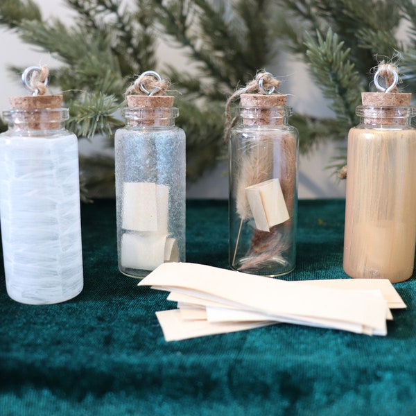 Mini Message In A Bottle, Christmas Wish Ornament, Make A Wish Holiday Ornament, New Years Eve Wish, Set of 4 Christmas Ornaments