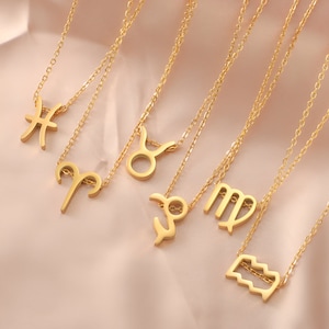 Naszyjnik ze znakiem zodiaku platerowany 18-karatowym złotem, naszyjniki z 12 znakami horoskopu, naszyjnik z 12 konstelacjami, uniwersalne prezenty jubilerskie, biżuteria unisex