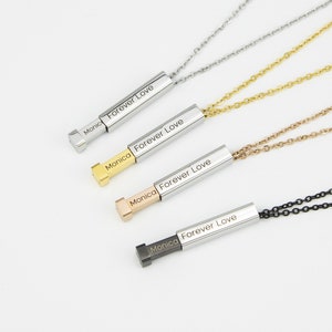 Collar de compartimento deslizante secreto personalizado, colgante deslizante grabado con láser, collar de texto personalizado con nombre de fecha con diapositiva oculta