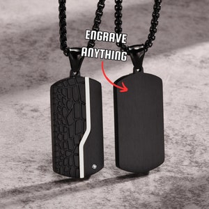 Etiquetas para perros del ejército grabables con láser con línea plateada, etiquetas para perros decoradas con circonitas, collar con temática militar, regalos para hombres, accesorios militares