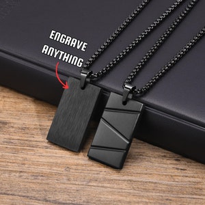 Etiquetas de perro rectangulares grabables con láser, etiquetas de perro urbanas de línea grabada, etiquetas de acero de metal cepillado negro, etiqueta de perro de cadera personalizada, regalos para hombres