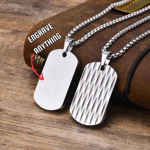 Laser Engravable Unique Pattern Dog Tags, Hip Hop White Decorated Steel Tags, Personalized Military Dog Tag, Gifts for Men, Engrave Anything