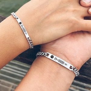 Bijpassende paren muziekcode armbanden, bijpassende Spotify code armbanden, muziekarmband, liefdesarmband, Valentijnsdag, bijpassende armbanden