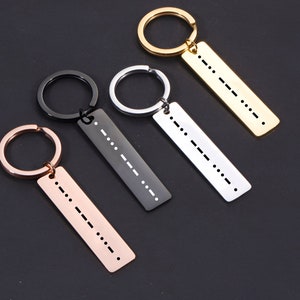 Engraved Morse Code Keychain With Translation On The Back, Personalized Morese Code Key Chain, Personalized Jewelry, Personalized Gifts