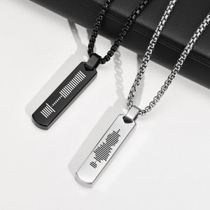 Personalized Sound Wave Necklace, Custom Engraved Sound Track From Any Audio, Sound Wave Pendant, Creative Unisex Gifts, Laser Engraved