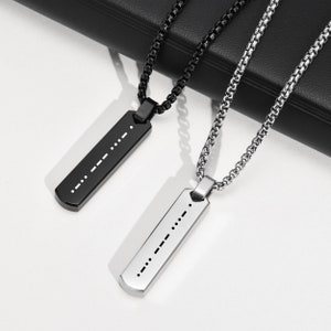 Colar de código Morse personalizado com tradução na parte de trás, pingente de código Morese personalizado, joias personalizadas, presentes personalizados