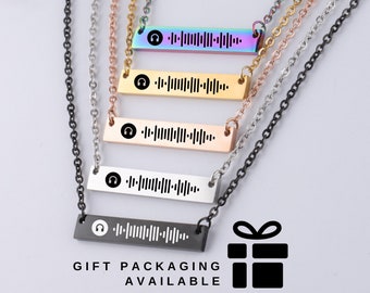 Music QR Code Custom Pendant, Pendant With Gift Box, Spotify Song Code Necklace, Electroplated Jewelry, Music Themed Pendant. 18K Plated