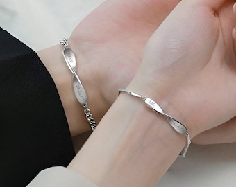 Personalized Date Name Bracelets, Infinity Sign Matching Set, For Him and Her, Anniversary Bracelet, Couple Gifts, Romantic Gift, Love Gifts