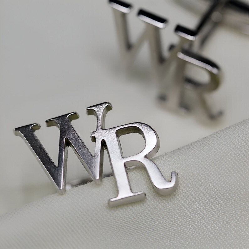 Custom Initial Letter Cufflinks, Workplace Jewelry, Stainless Steel, Double Initials, Cufflinks for Women Men, Wedding Gifts, Suit Jewelry image 4