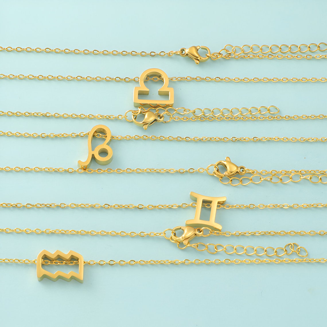 18K Gold Plated Zodiac Sign Necklace, 12 Horoscope Signs Necklaces, 12 ...