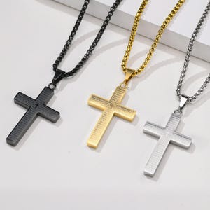 Cruz cristiana con el Padrenuestro grabado a láser, collar religioso de acero inoxidable, regalos para cristianos, joyería minimalista
