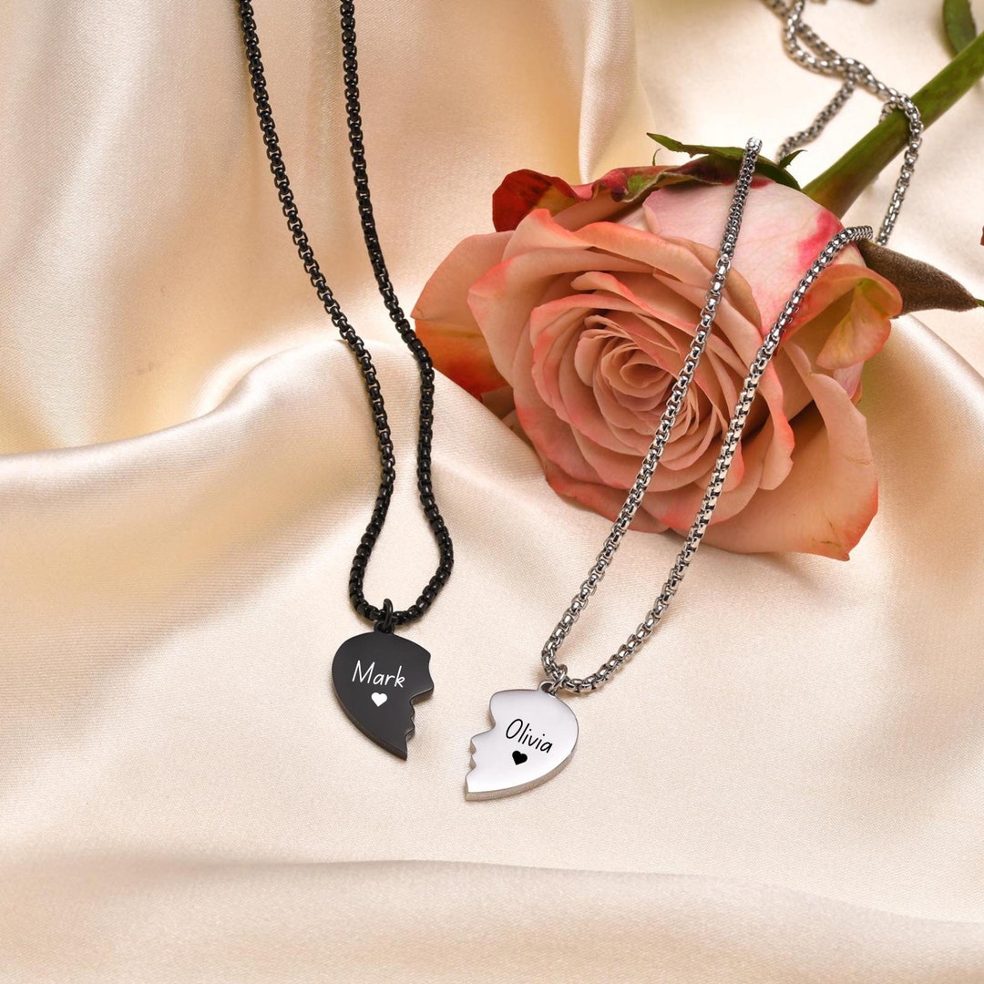 💞 Couple Heart Puzzle Necklace – Two Halves, One Love main image 0