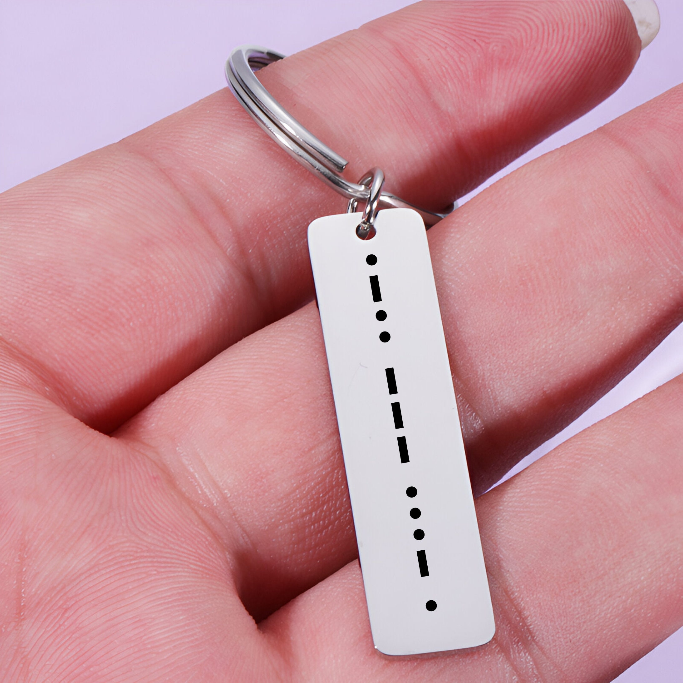 Engraved Morse Code Keychain With Translation on the Back, Personalized ...