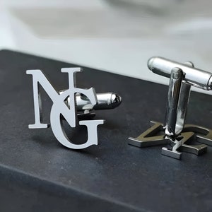 Custom Initial Letter Cufflinks, Workplace Jewelry, Stainless Steel, Double Initials, Cufflinks for Women Men, Wedding Gifts, Suit Jewelry image 8