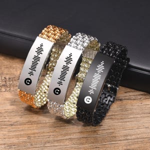 Personalized Song QR Code Bracelet, Stainless Steel Jewelry, Unisex Spotify Code Bracelet, Custom Music Code Gifts, Adjustable Bracelets