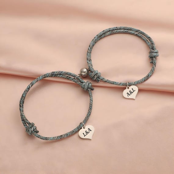 Personalizedheart Magnetic Initial Rope Bracelets, Bracelet
