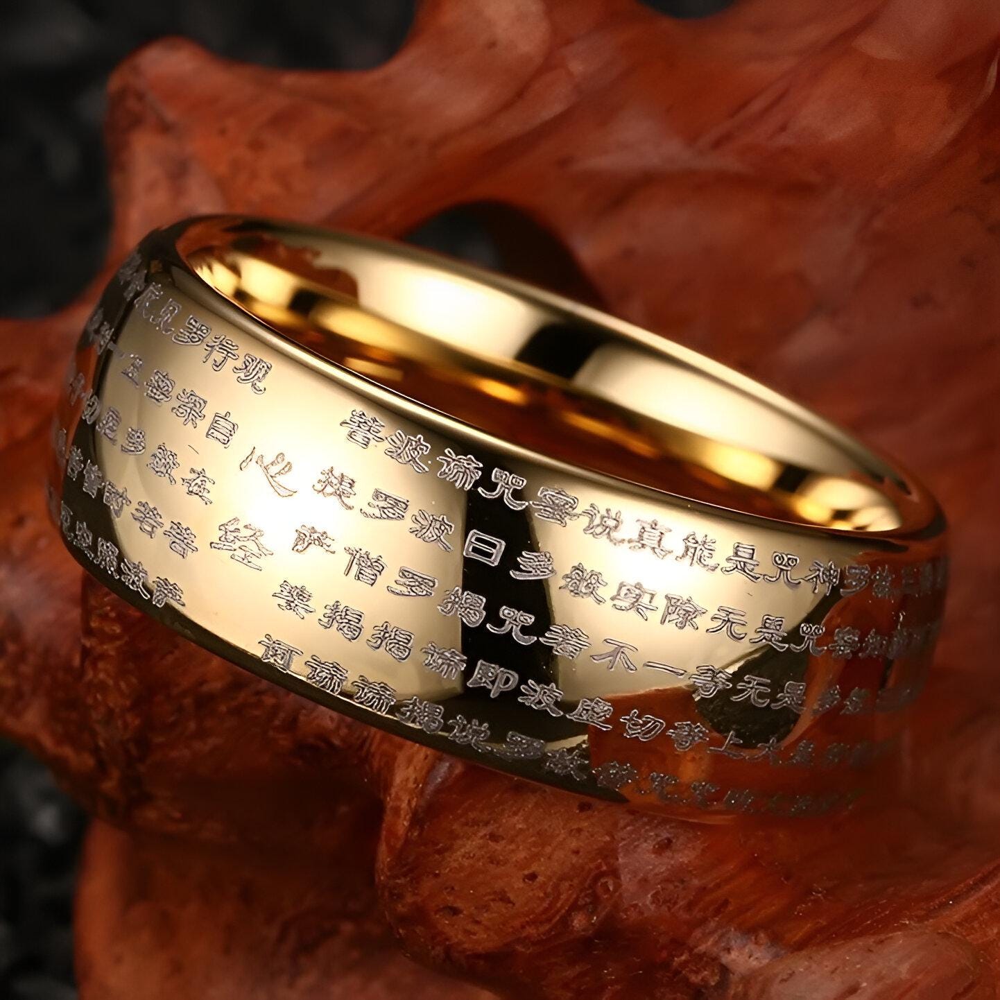 Laser Engraved Buddhist Bodhisattva Chant Tungsten Carbide Ring ...