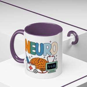 Taza de café vibrante con temática neurológica, perfecta para profesionales de la salud, amantes de la neurociencia, regalos para enfermeras, taza de café educativa, neurología