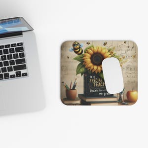 Teacher Appreciation Mouse Pad, Sunflower Design, Gifts for Teachers, Back to School, Office Decor