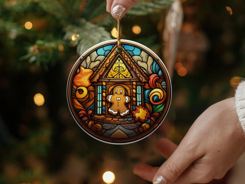 2023 Stained Glass Gingerbread Man Christmas Ornament Beautiful Gift