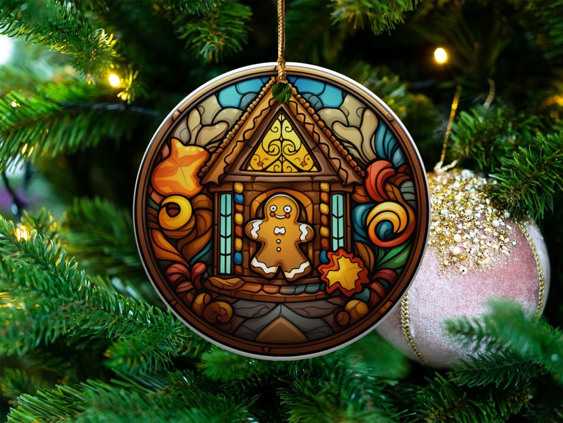 2023 Stained Glass Gingerbread Man Christmas Ornament Beautiful Gift