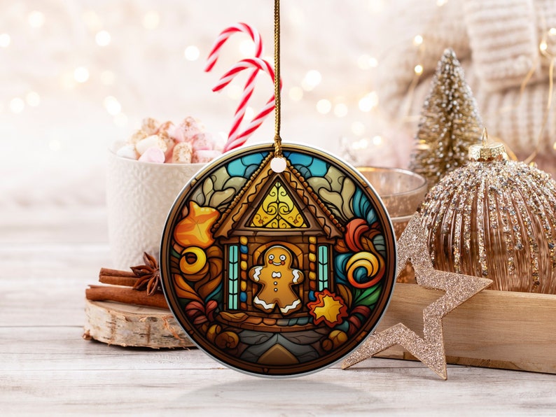 2023 Stained Glass Gingerbread Man Christmas Ornament Beautiful Gift for Holiday Décor & Gift