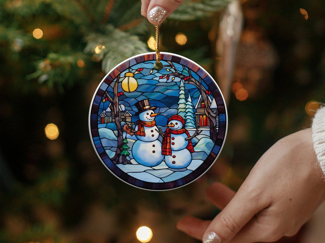Stained Glass Look Snowman Family Christmas Ornament: Holiday Decor - Etsy