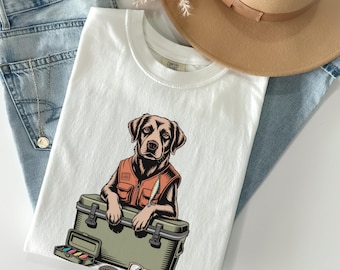 Labrador Fishing T-Shirt: Funny Dog Angler Tee