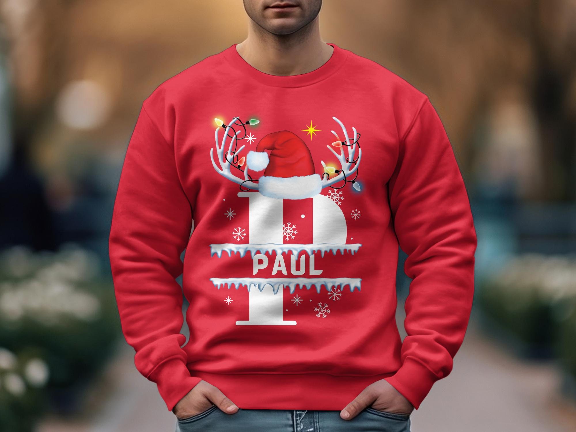 Customized Christmas Family T-shirt With Initial P Along With Your Name ...