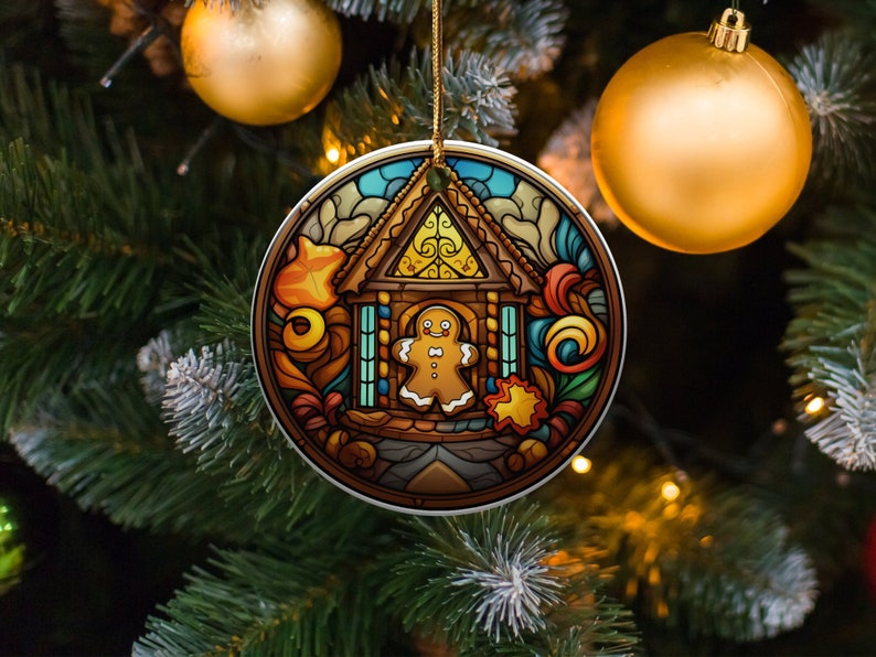 2023 Stained Glass Gingerbread Man Christmas Ornament Beautiful Gift