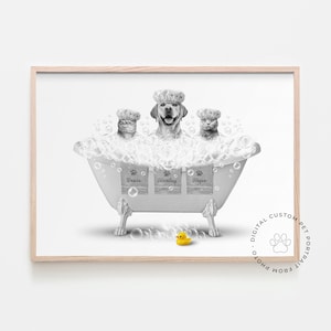 Custom 3 Pets Portraits Using Pet Photo Personalized Digital Dog Portraits Cat Portraits Custom Portraits Custom Pet Art Pet Drawing Poster
